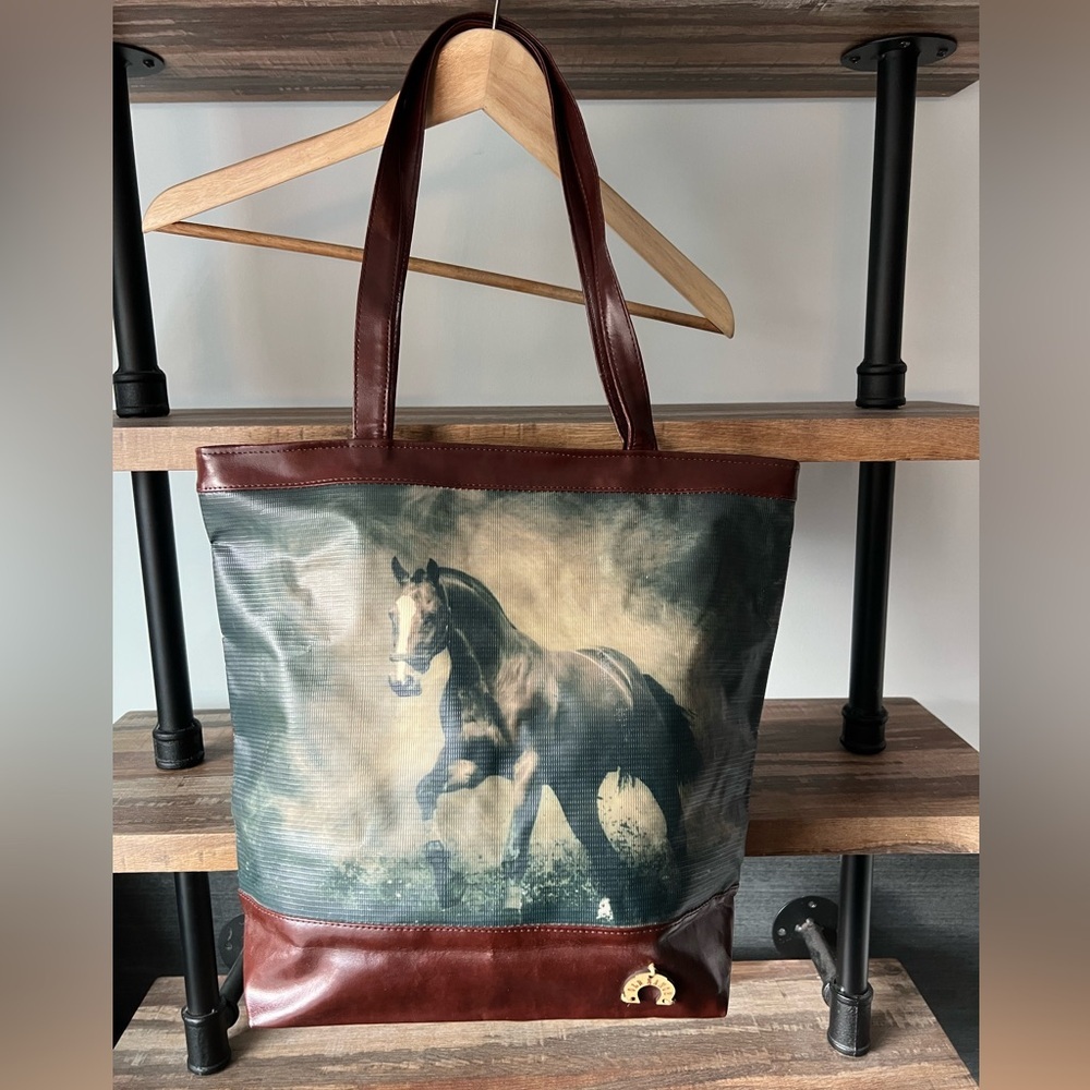 Old Ranch Horse Zip Top Tote Vegan Leather - Picture 9 of 9